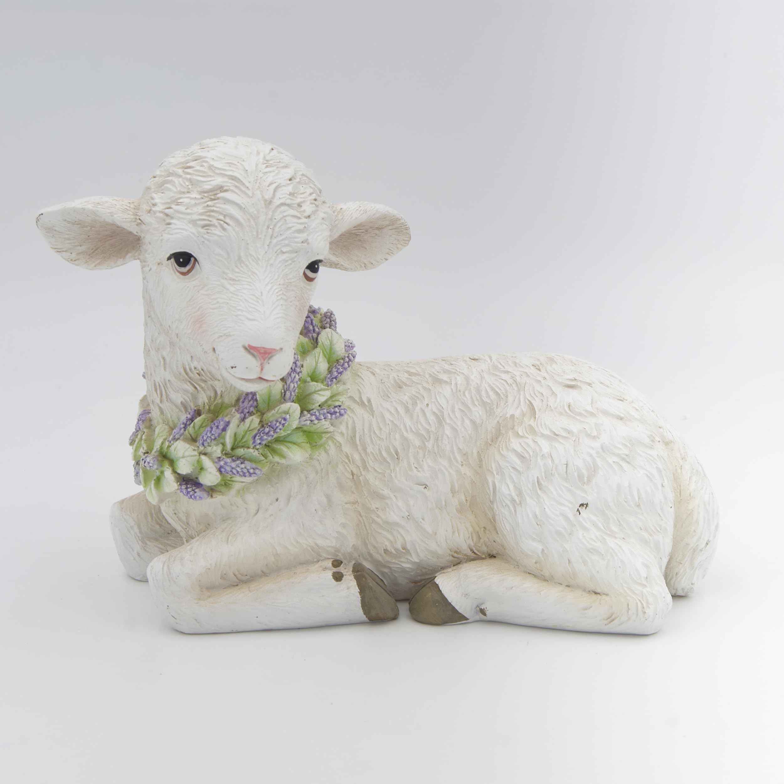 Estatua de cordero de primavera y Pascua para decoración de granja rústica