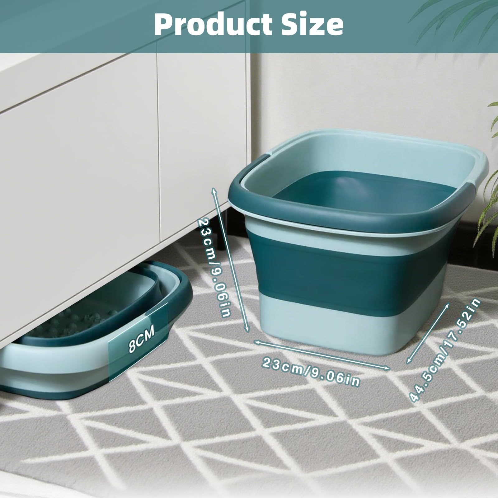 Bain de Pieds Pliable avec Massage – Bassine Spa Pieds avec Poignée pour Relaxation et Soins des Pieds, Bassine Massage Pieds Compacte pour Maison (Vert)
