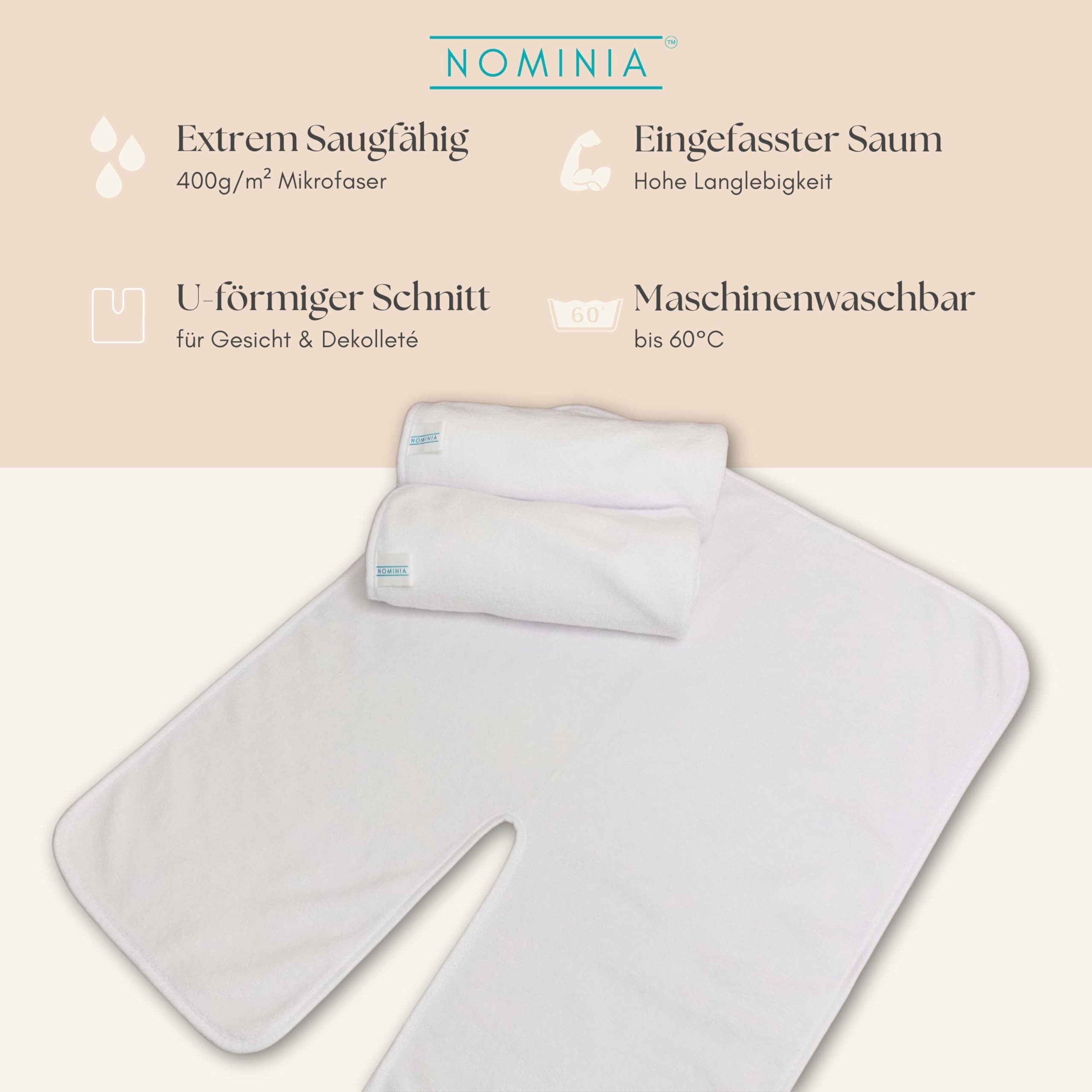 Gesichtshandtücher, 3er-Set, weiß, flauschige Mikrofaser, Premium Studioqualität, Kosmetikkompressen, U-Förmiger Schnitt, langlebig, 400g/m², Kosmetikhandtuch
