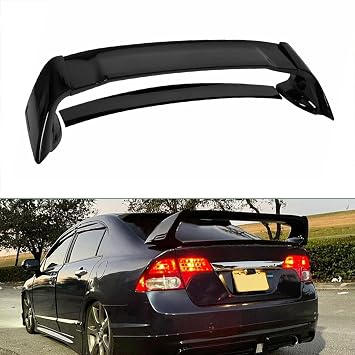 Trunk Wing Spoiler Fit for 2006 2007 2008 2009 2010 2011 Civic 4DR Sedan Gloss Black Painted Mugen Style RR
