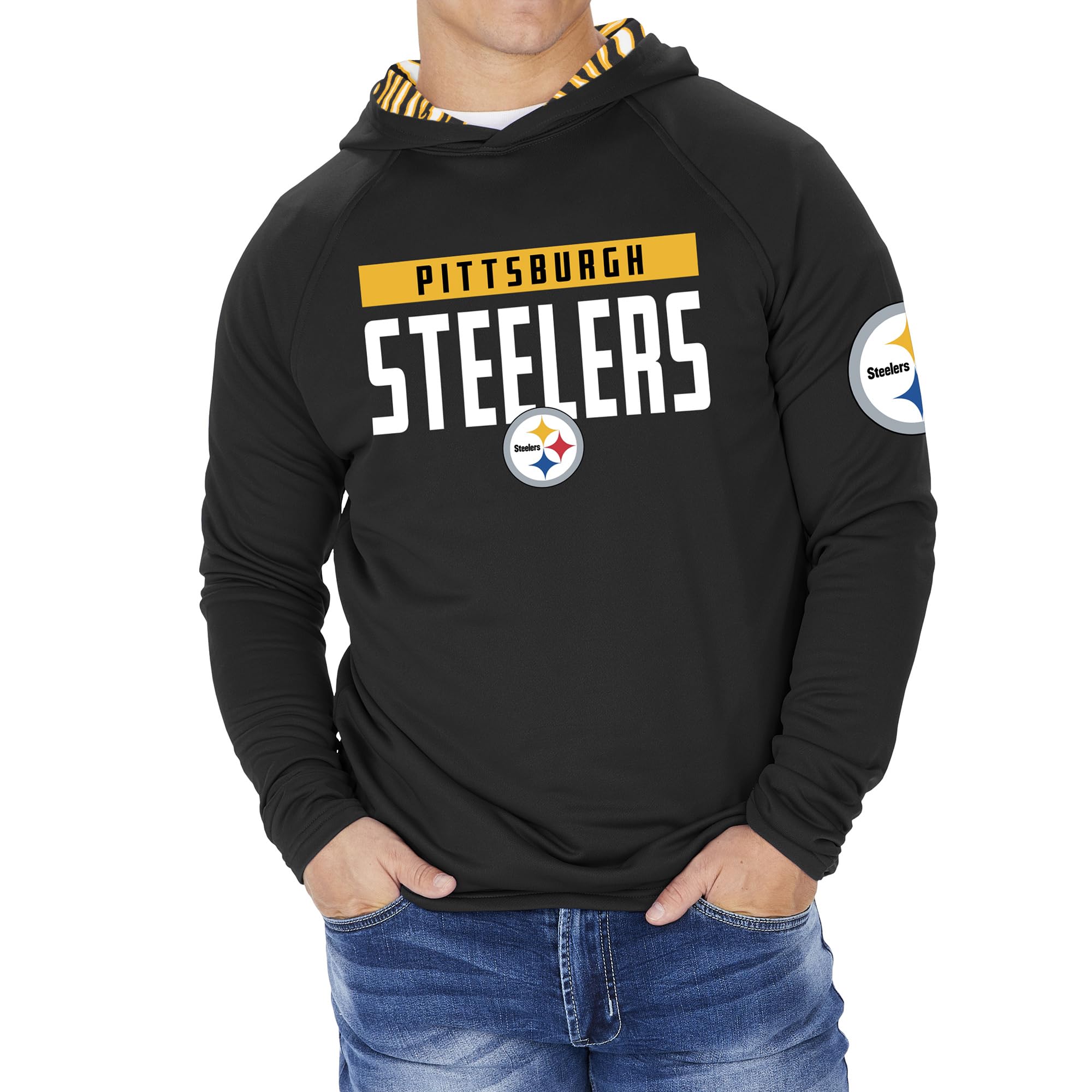 Zubaz NFL Football Men's Solid Team Hoodie with Camo Lined Hood and Sleeve Graphic — view 42