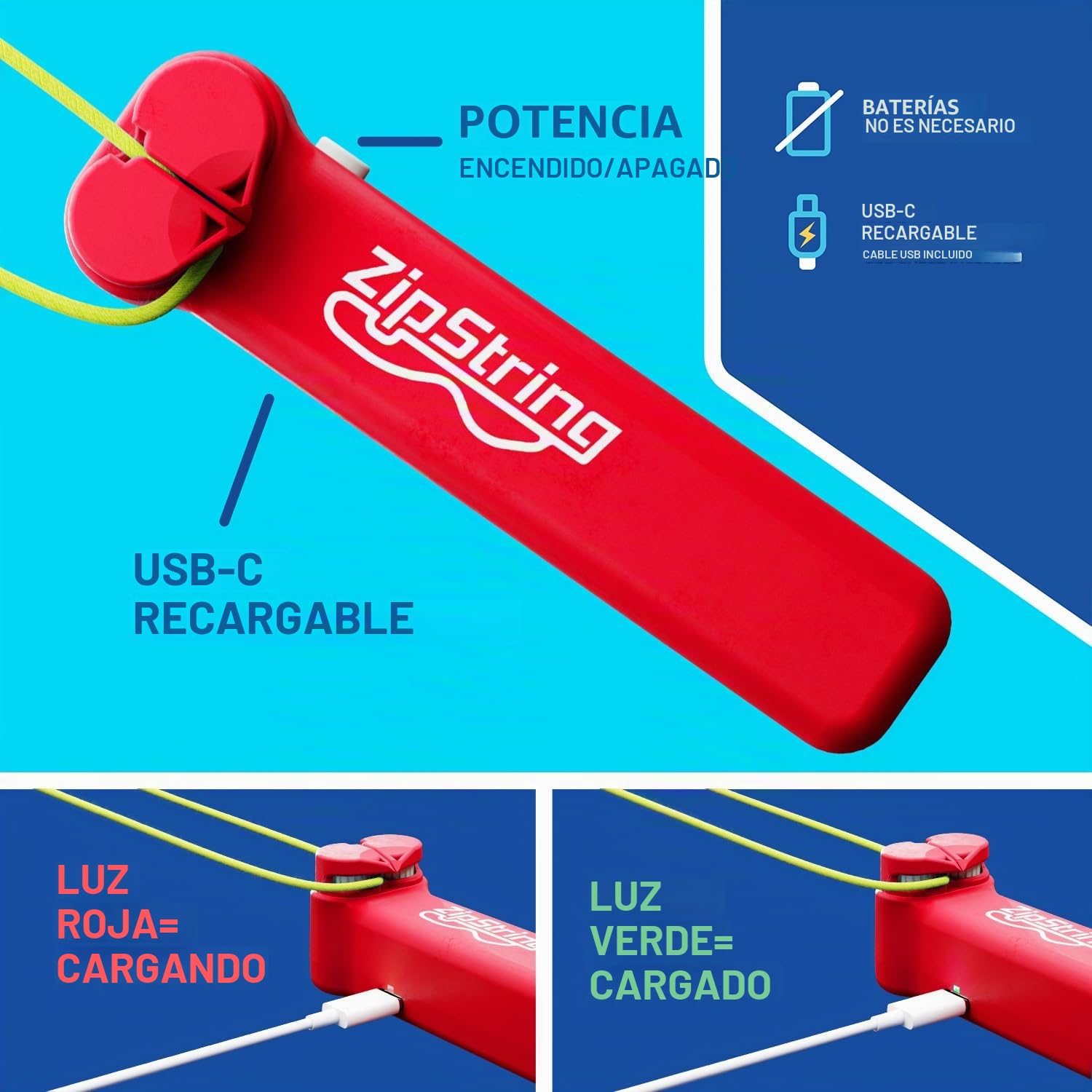 ZipString Original - Como se ve en Shark Tank - Juguete clásico lanzador de cuerda - Vuela un bucle de cuerda en el aire para trucos y diversión infinitos