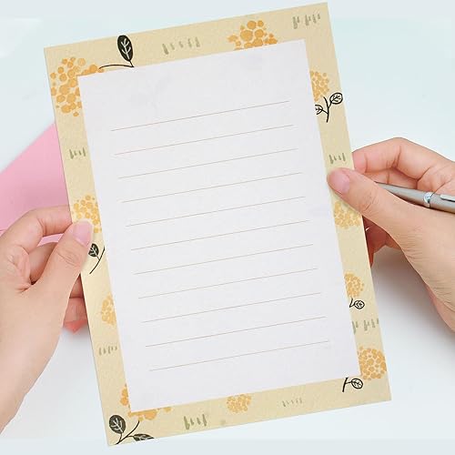 Miniatura 3 de Juego de 48 piezas de papel y sobres, 16 piezas de papel de escritura estacionario forrado con 8 sobres a juego, bonito juego floral de papelería