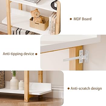 Amazon.com: RELAHOGAR Solid Wood Bookshelf, 4 Tier Free
