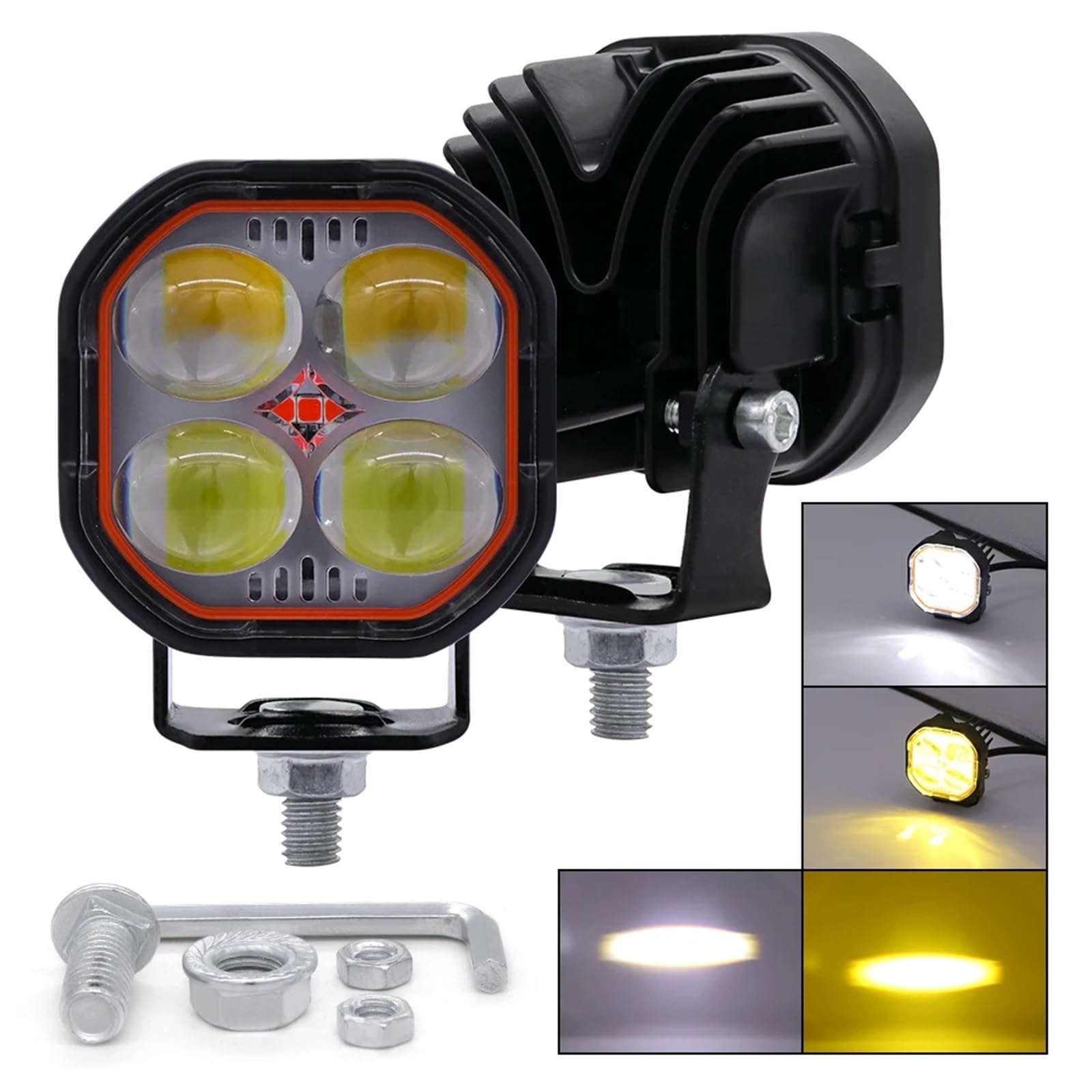 Anabbaglianti Faro LED da 40 W per moto, super luminoso, proiettore doppio, fendinebbia, per auto fuoristrada, ATV, camion Luci per motociclette(2PCS)