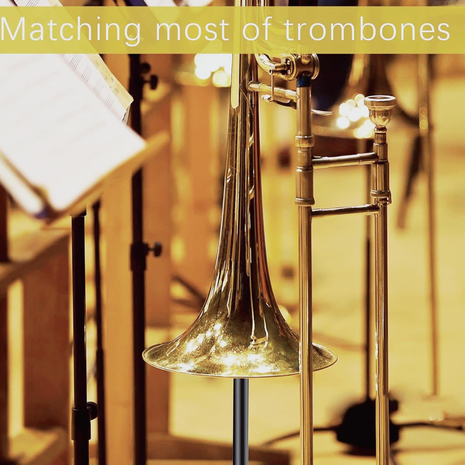 Supporto per trombone regolabile, base pieghevole per treppiede, supporto per strumenti musicali per palcoscenico, studio di registrazione, pratica domestica, supporto portatile per banda scolastica