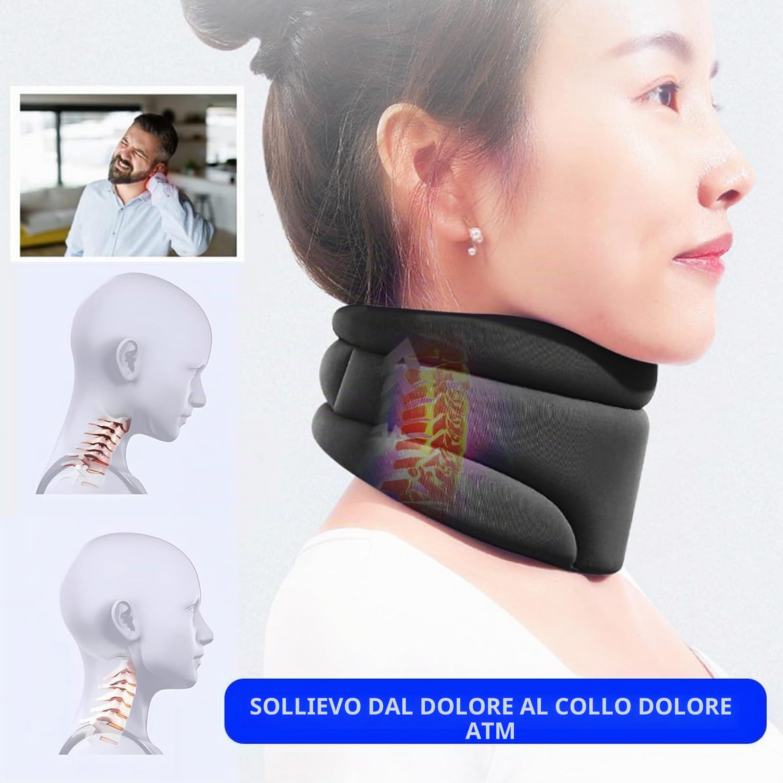 Collare Cervicale Morbido,Collare Per Cervicale Regolabile,Cervicale Collo Rimedi,Per Alleviare il Dolore e la Pressione Sul Collo,L,Adatto per Collo Circa 40 cm,Uomini-Donne,Per Lavorare,Dormire