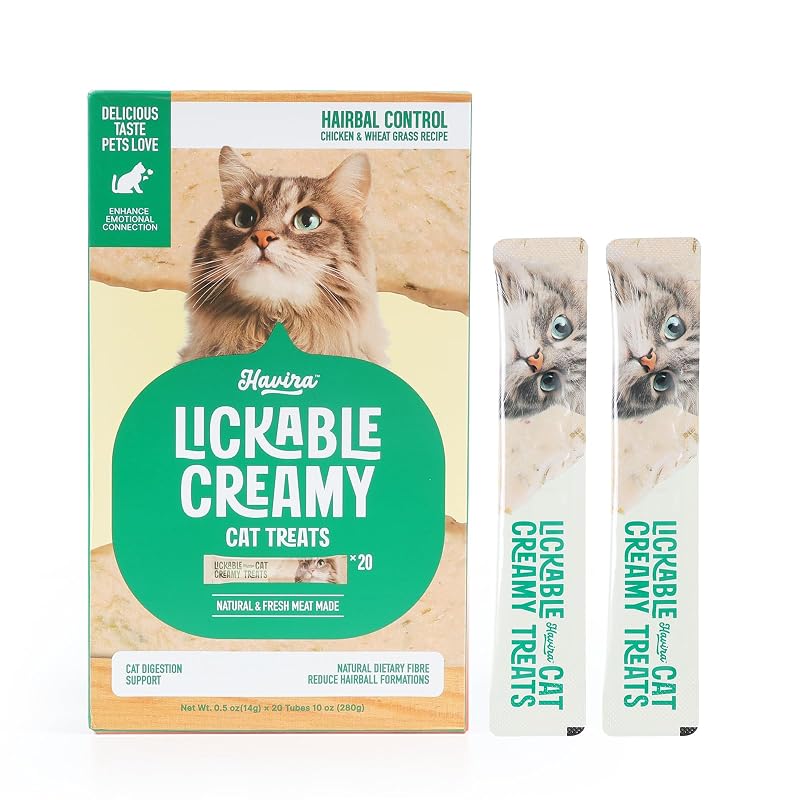 Pasta Cremosa para Bolas de Pelo em Gatos Havira com Psyllium, Sabor Frango e Grama de Gato, 20 Unidades