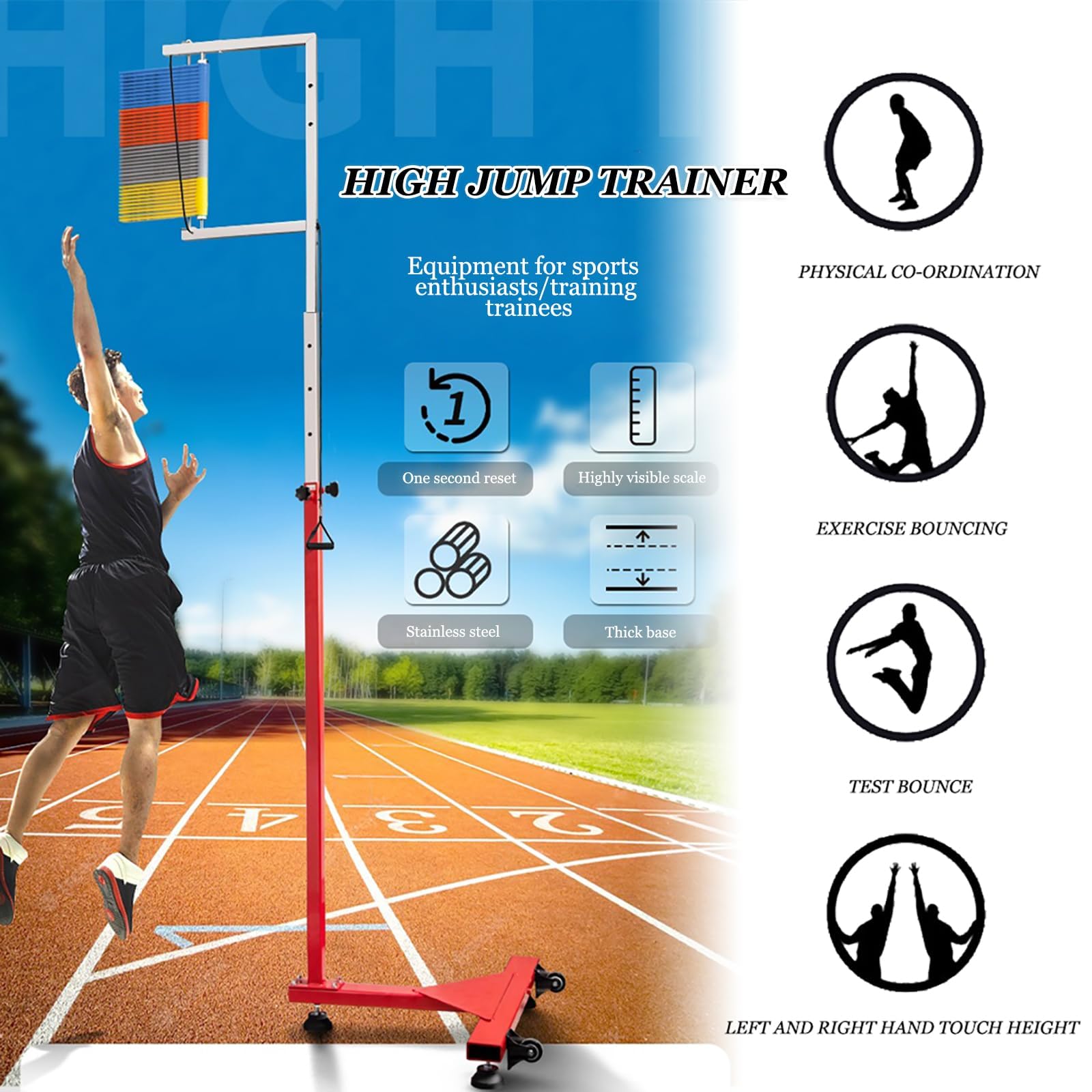 Probador y Entrenador Vertical del Salto, medidor de Salto de Altura Ajustable para el Rendimiento y el Entrenamiento atléticos