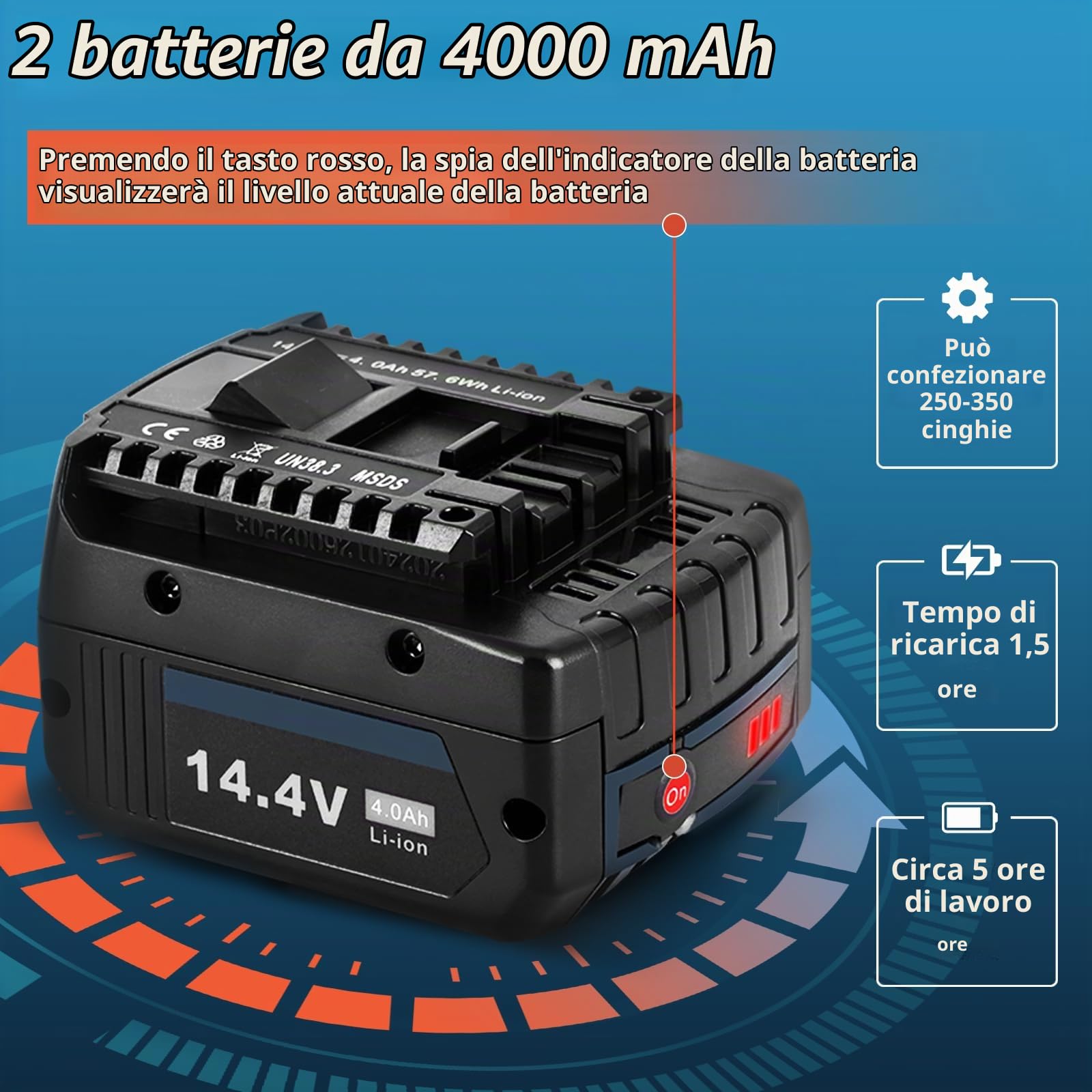 BAOSHISHAN Reggiatrice elettrica 13-16mm PET/PP, 2 batterie 4000mAh