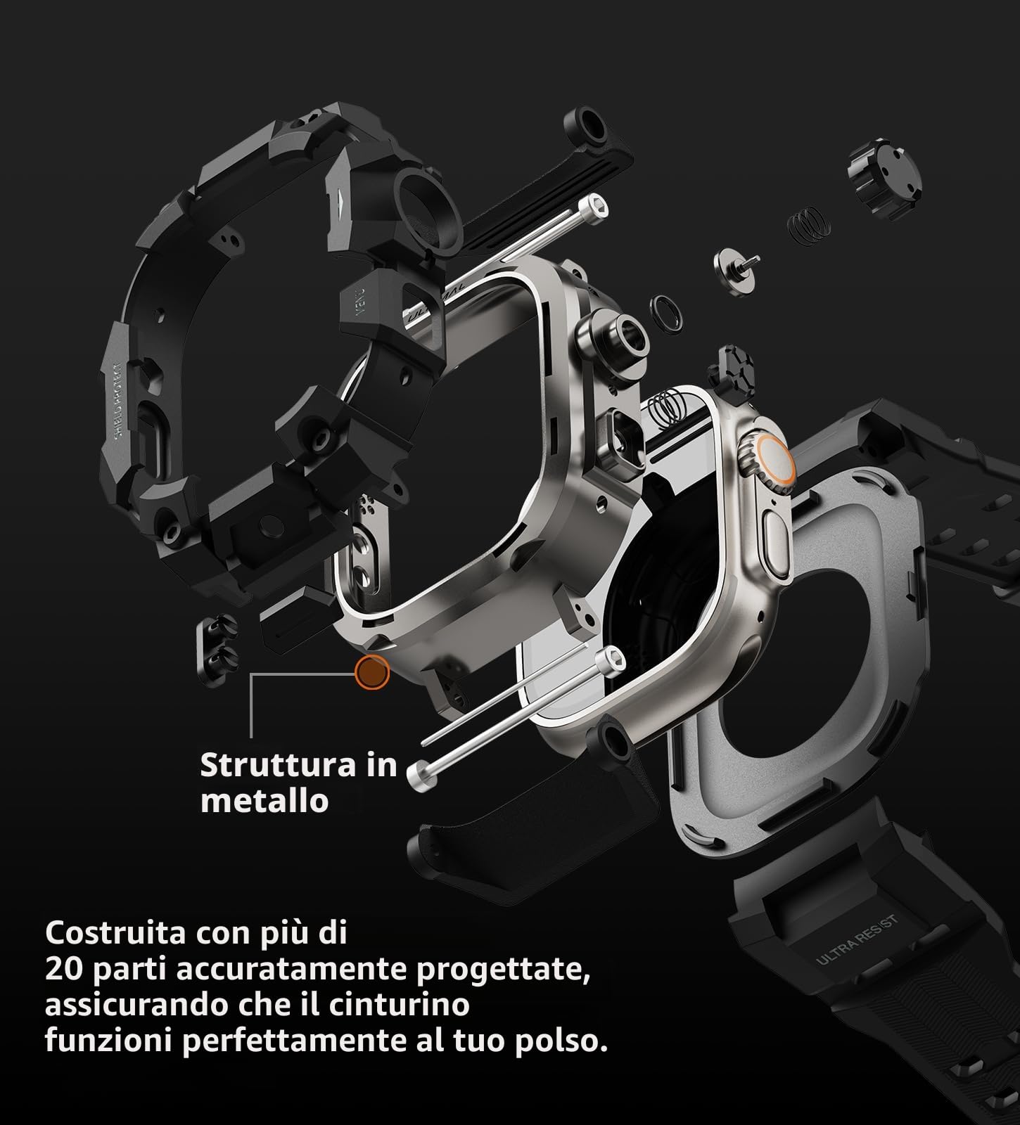 ULTIMAL Sports Bands Compatible with Apple Watch Strap 44mm/45mm, Military Protective Bumper Case, Rugged TPU iWatch Strap, Adjustable Band for Apple Watch Series 9 8 7 6 5 4 SE