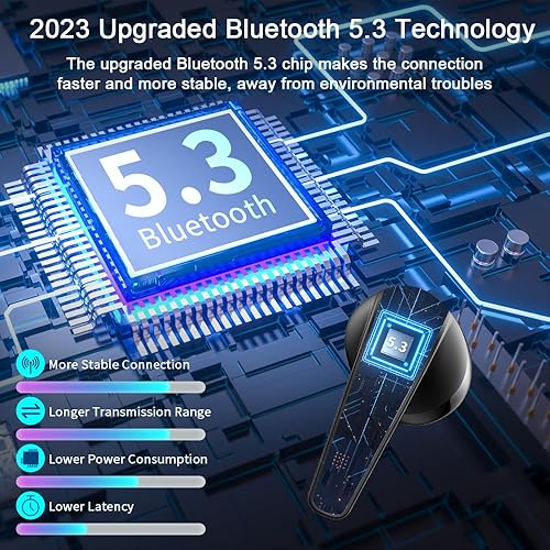 Miniatura 2 de Auriculares inalámbricos, Bluetooth 5.3 con 4 micrófonos, auriculares Bluetooth 2023 en el oído, mini ENC con cancelación de ruido, auriculares
