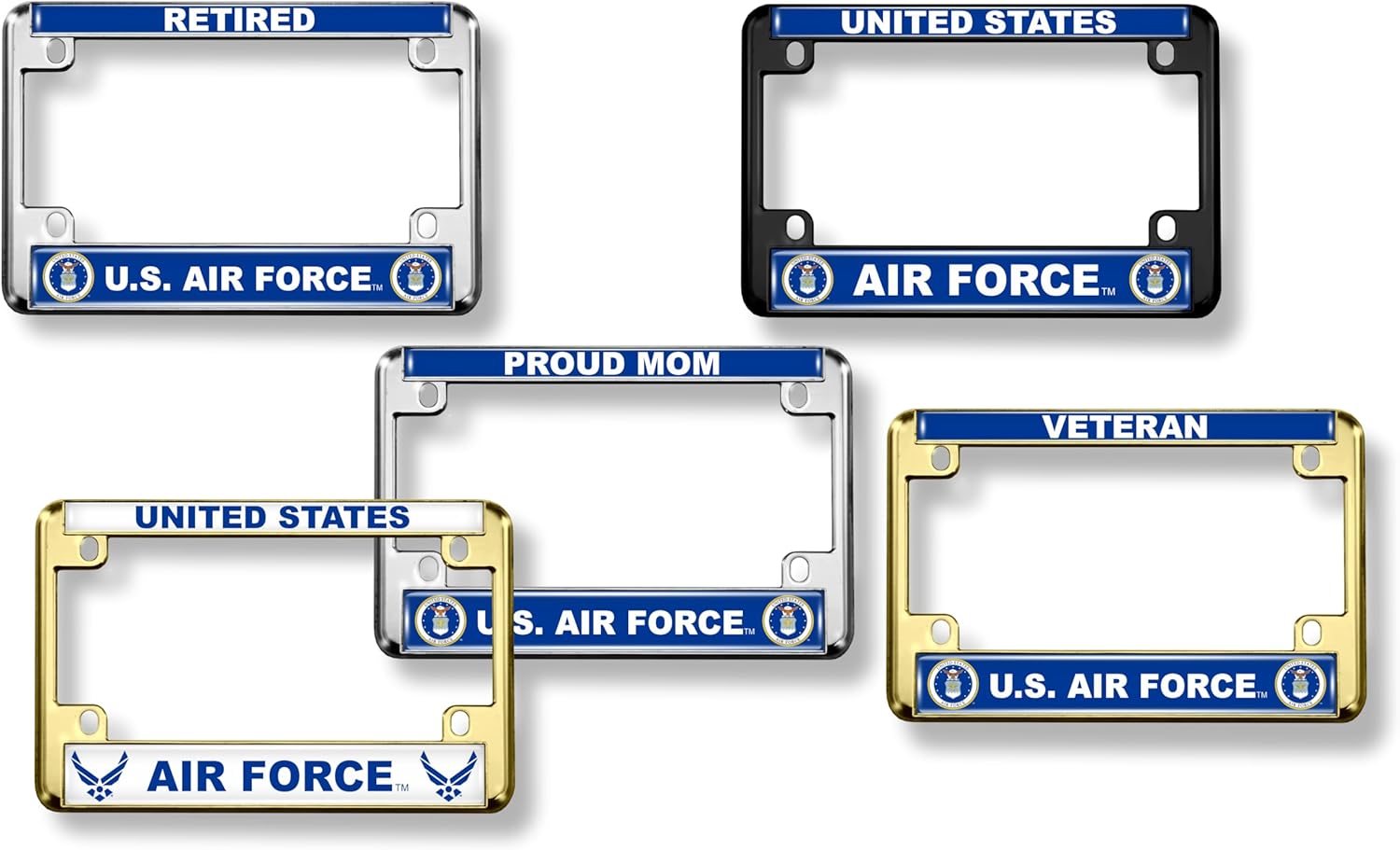[Officially Licensed Product] - Motorcycle Metal License Plate Frame with United States Air Force, USAF Design - Black