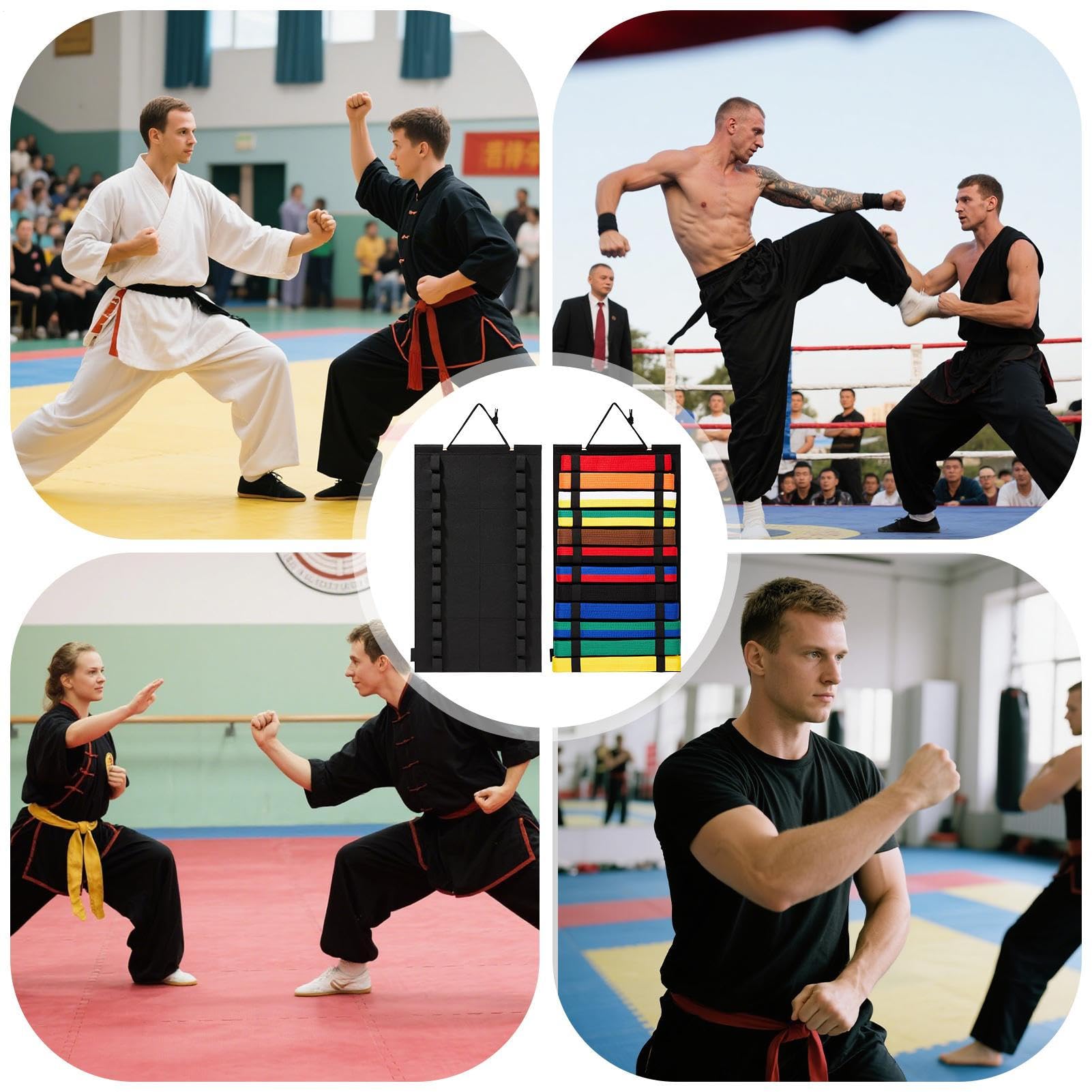 Generico Espositore Cinture - Porta Cinture Jujitsu in Feltro da Parete | Accessorio per Arti Marziali Portacinture da Parete Risparmio Spazio per Porte e Camera