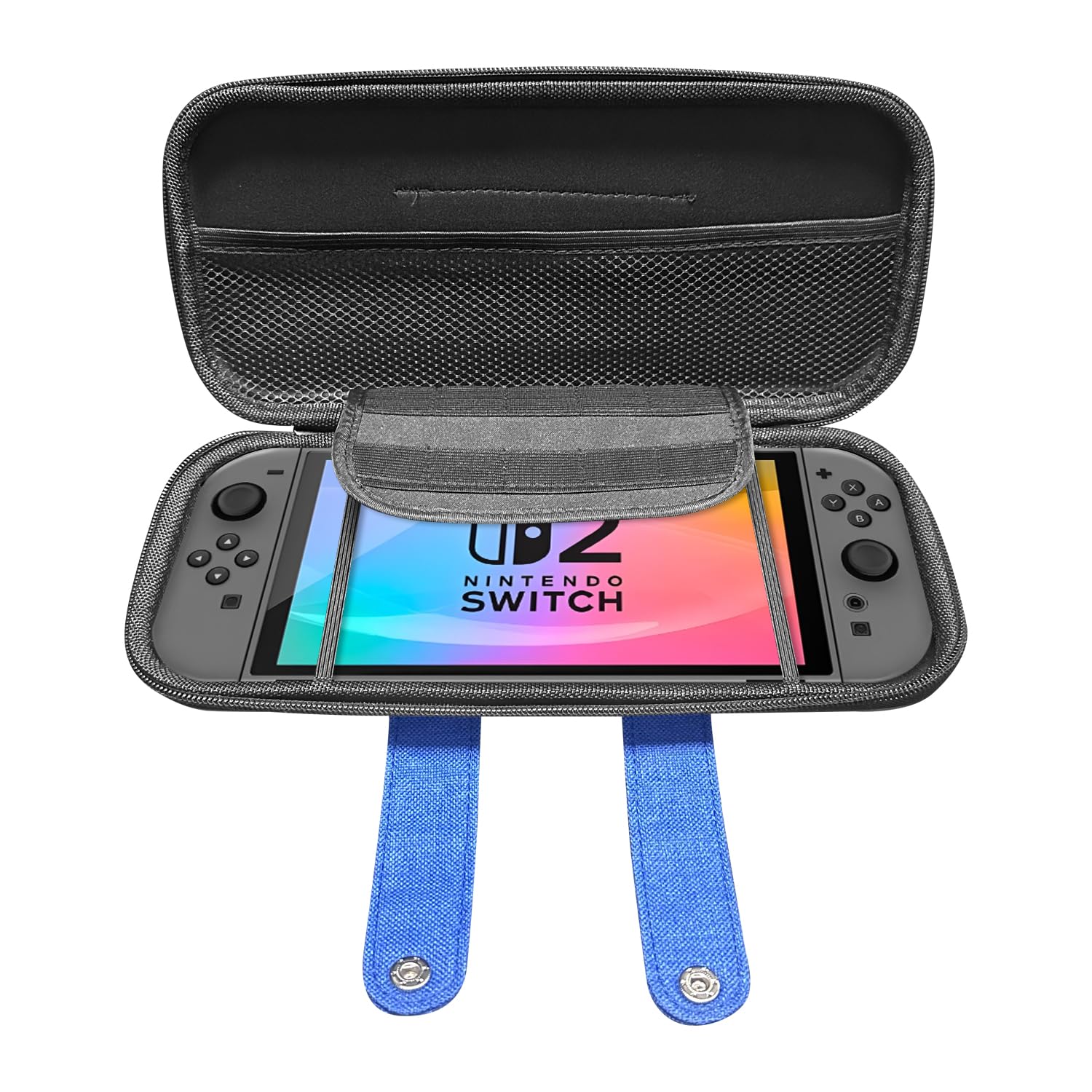 Hard Shell Storage Bag for Nintendo Switch 2, Water Proof Carrying Case , Large Capacity Travelling Case with Game Card Slots, Red and Blue Retro Design - Image 2