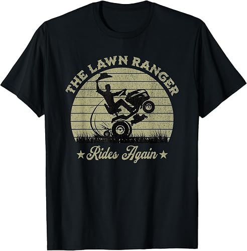 Funny Lawn Mowing Dad Retro Design Tees
