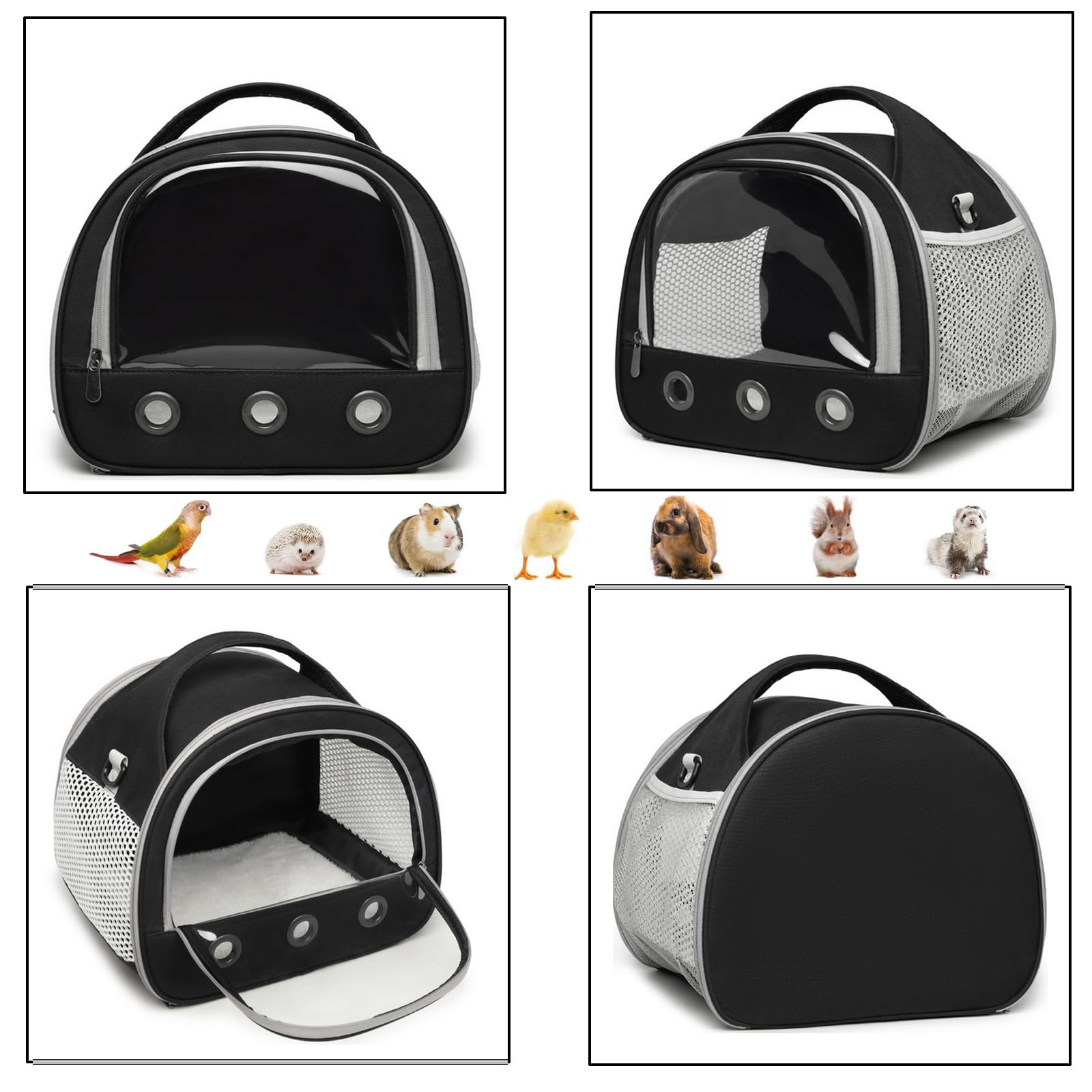 SOONHUA Borsa da viaggio per piccoli animali, trasportino portatile per porcellini d'India, con finestra trasparente e rete traspirante, per uccelli, ratti, porcellini d'India, scoiattolo