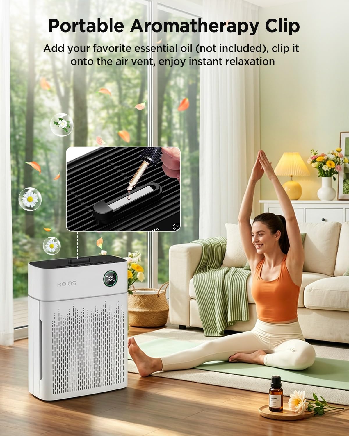 Purificadores de aire para el hogar, habitación grande de hasta 2500 pies cuadrados, purificador de aire KOIOS H13 HEPA con filtro lavable, PM2.5 AQI, modo de sueño de 22 dB, limpiador de aire para