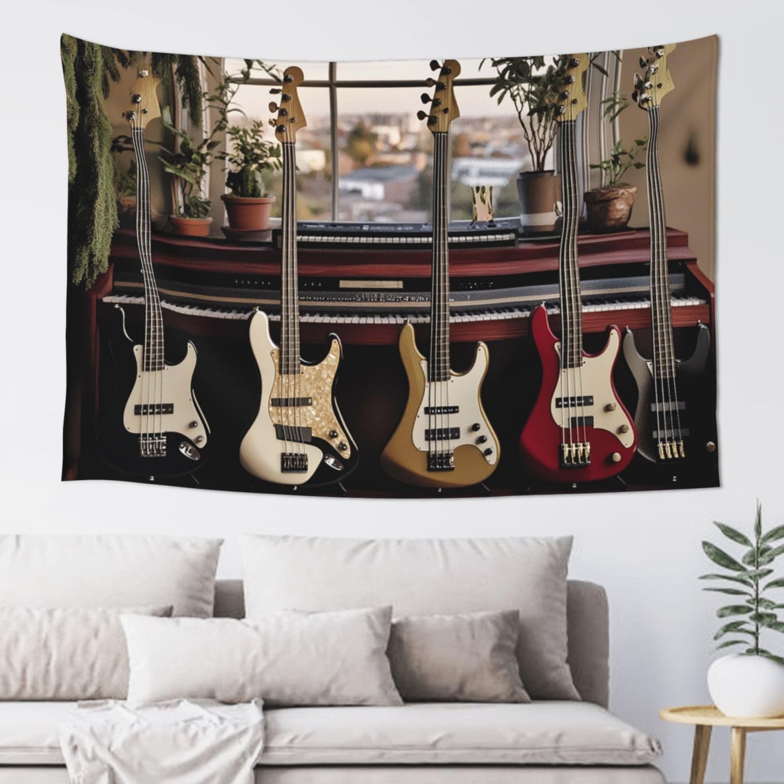 QLDETUPWLX Tapestry 152x102 cm Wall Hanging for Living Room Guitar Bass Instruments Tapestries Home Decor Soft Aesthetic Tapestries Hanging Decor Blanket Wall Tapestry for Bedroom Dorm Indoor Outdoor