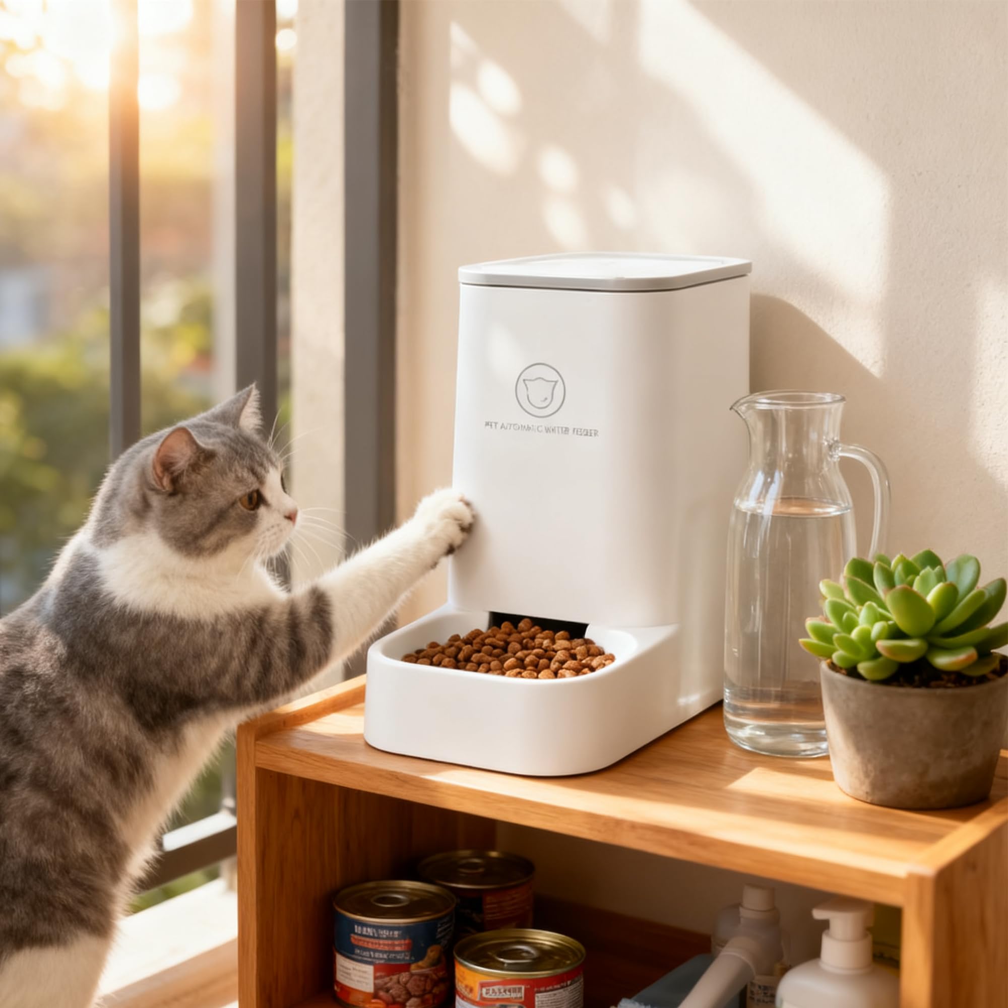 WYFCR Mangeoire Automatique pour Chat et Chiot, mangeoire Intelligente pour Animaux de Compagnie pour Petits Animaux, Couvre Une superficie de 0045 m², Design Amovible, Facile à Nettoyer