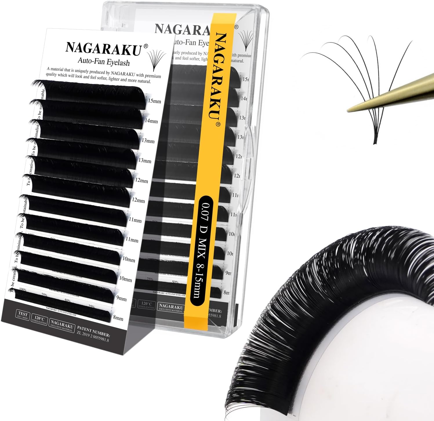 NAGARAKU Easy Fan Eyelash Extensions Volume Lash 0.07 D curl 8-15mm Rapid Blooming Faux Mink Cluster For Beginners Soft Professional Lash Supplies