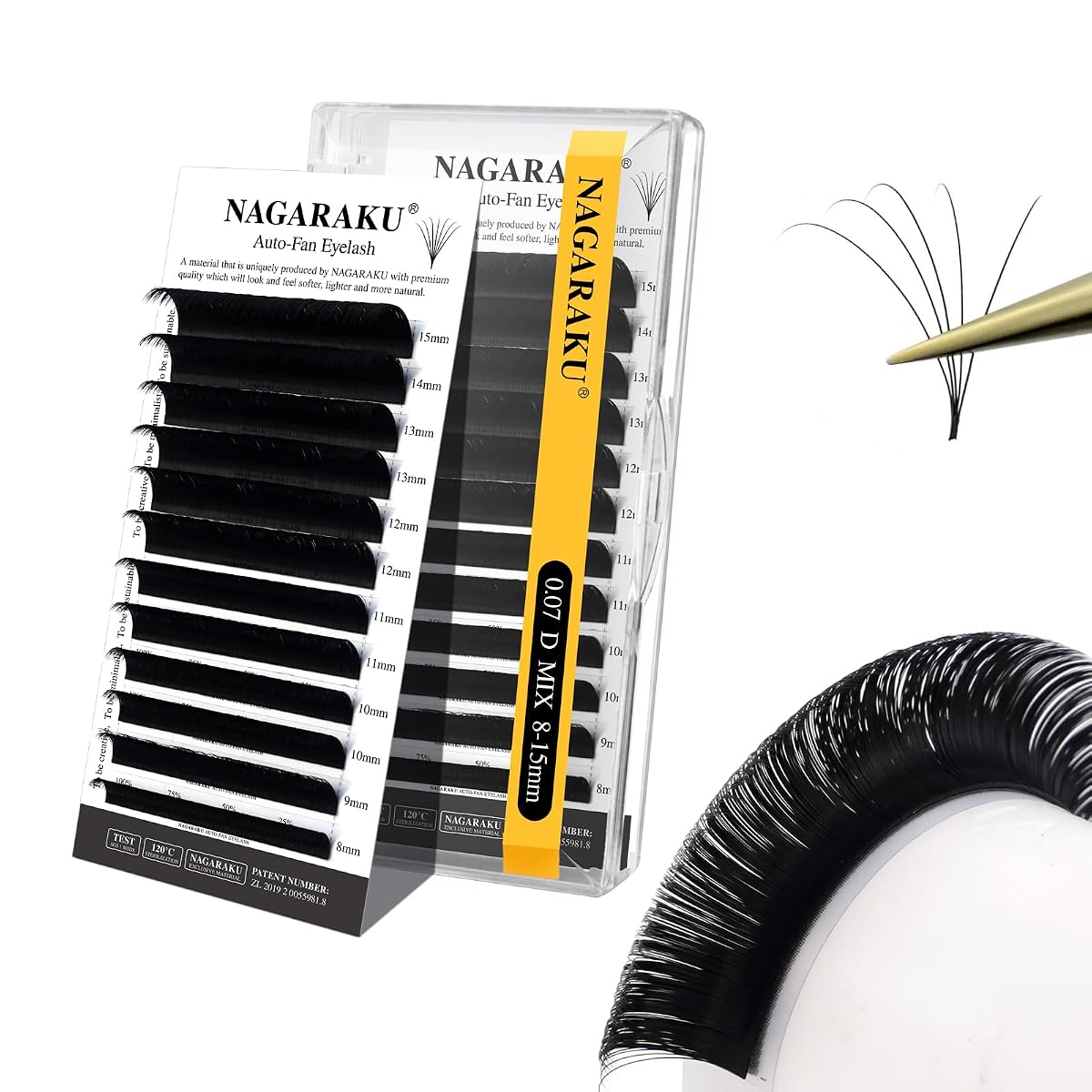 NAGARAKU Easy Fan Eyelash Extensions Volume Lash 0.07 D curl 8-15mm Rapid