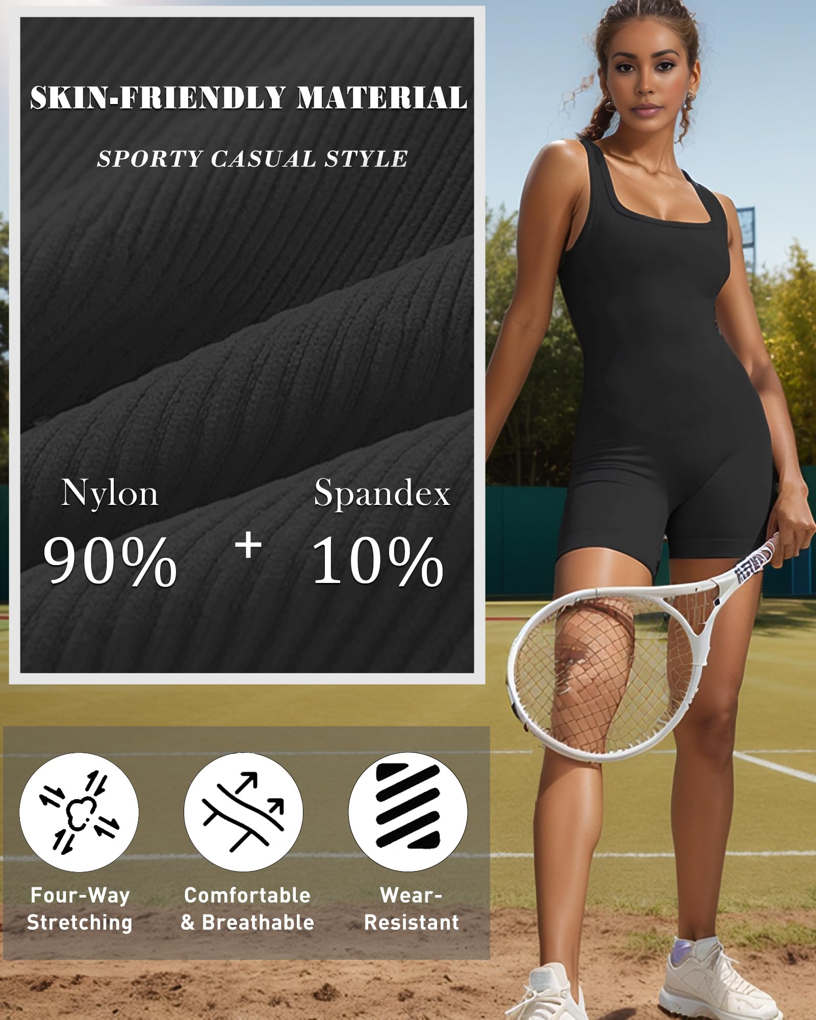 Merlvida Tuta Intera Donna Corto Jumpsuit Sportivo Senza Cuciture Completo Palestra Elasticizzato Tutina Aderente Elegante Body Sexy Estivo Lifting Gym Yoga Workout