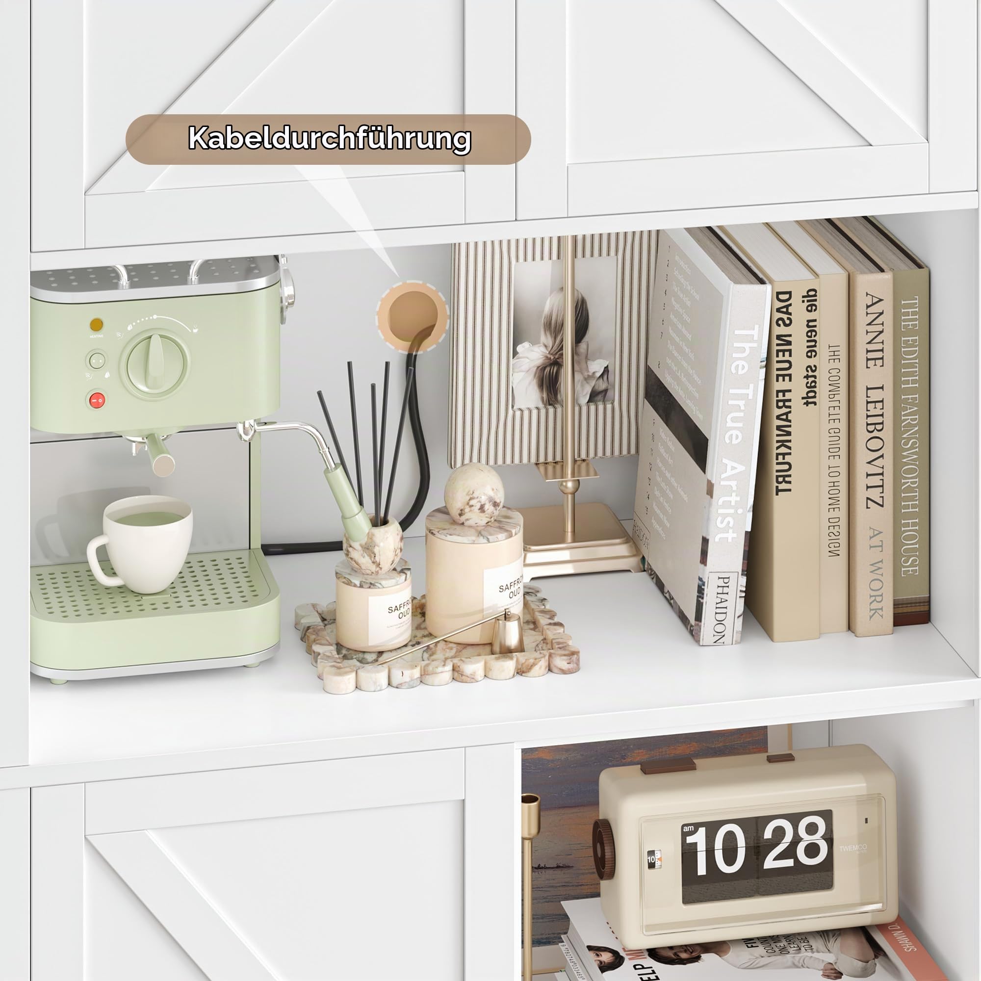 HOCSOK Küchenschrank, 193 cm Küchenbuffet Buffetschrank Weiß, 7 Staufächer | Vorratsschrank Küche mit 3 Türen und 2 Schubladen für Küche, Schlafzimmer, Wohnzimmer und Esszimmer, 193×80×40 cm