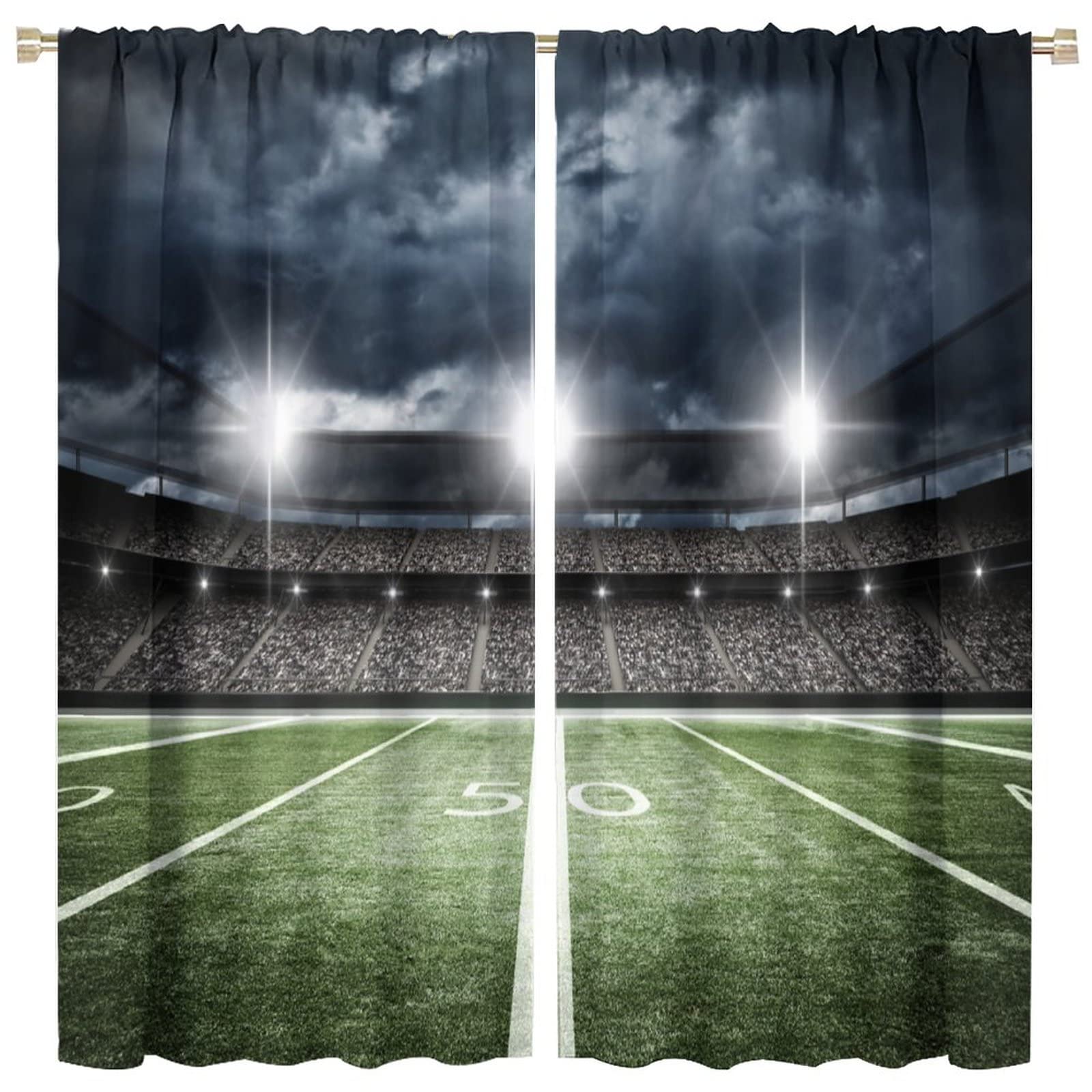 JESTRONRY Football Sport Curtains,American Football Stadium Arena Blackout Rod Pocket Window Drapes for Boys Kids Teens Men Bedroom Living Room Home Decor W84xL84in