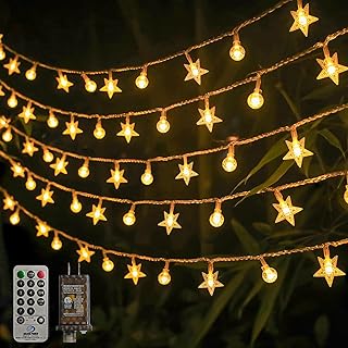 Crystal Globe & Star String Lights Plug in - 72 FT 160 LED Star Fairy St...