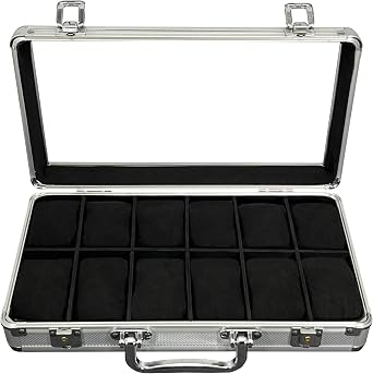 MR Maestro Relojero - Robust Aluminum Watch Box Space for 12 Watches and Jewellery Ideal for Men's Watches Waterproof Aluminum