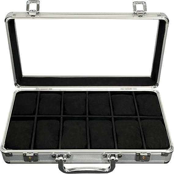 MR Maestro Relojero - Robust Aluminum Watch Box Space for 12 Watches and Jewellery Ideal for Men's Watches Waterproof Aluminum