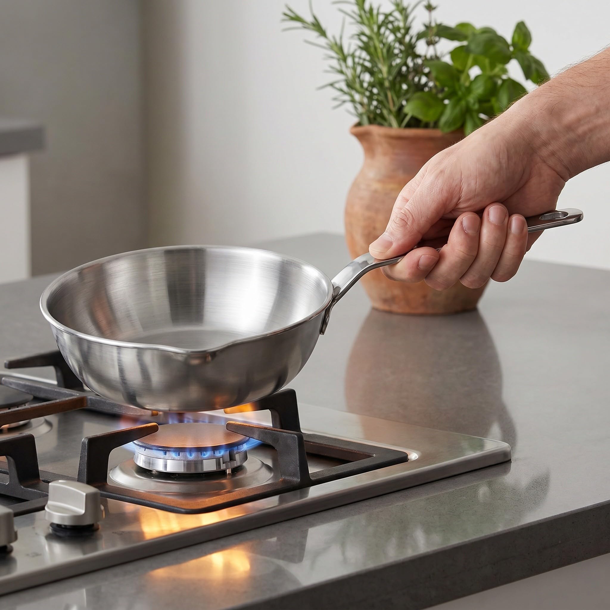 Operitacx Mini-Eierpfanne – 10,4 cm (4,1 Zoll) Mini-Saucentopf aus Edelstahl – Kleiner Topf zum Omelettbraten mit Ausgießer für die Küche zu Hause und das Restaurant