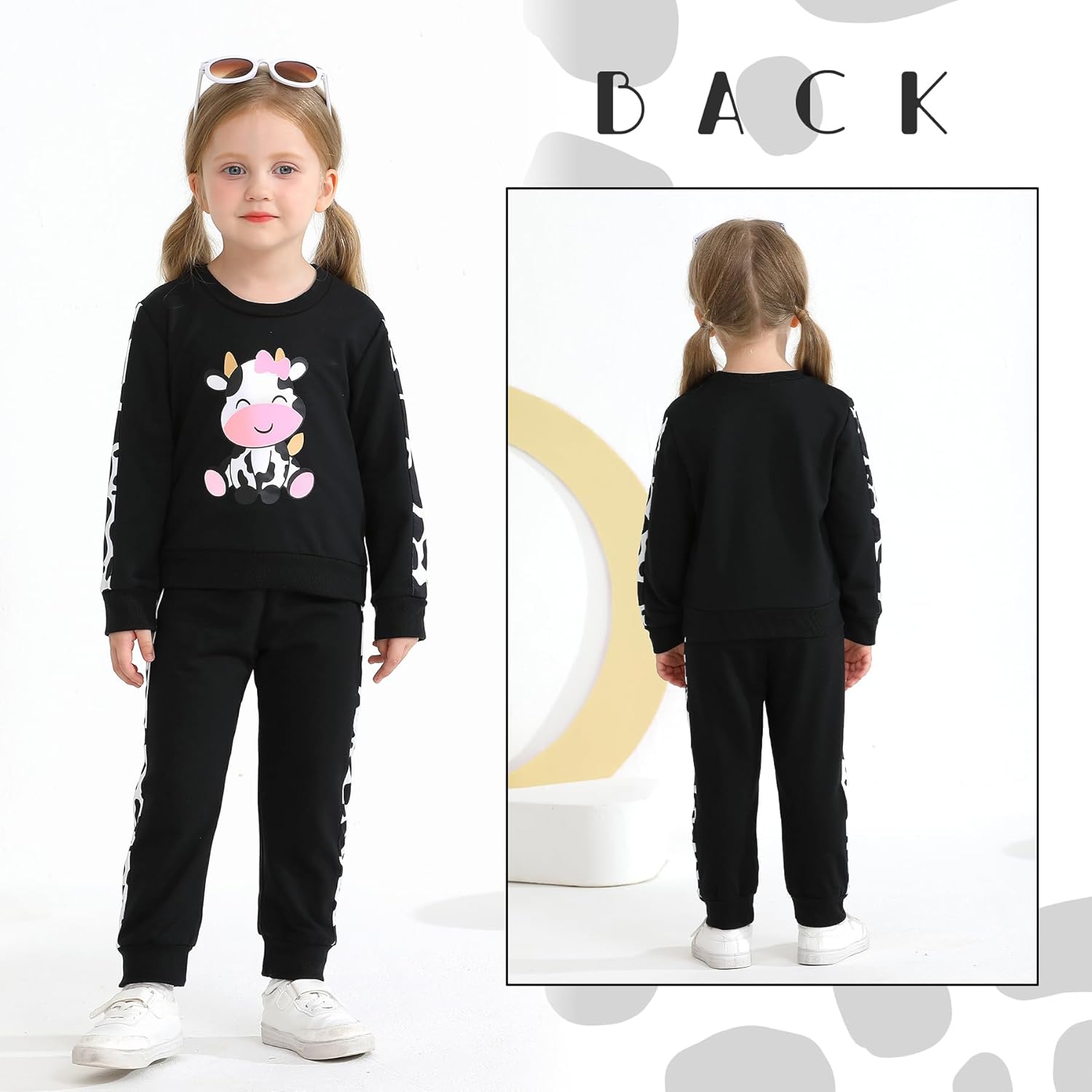 YOUNGER TREE Baby Girl Fall Clothes Toddler Sweatsuit Butterfly Print Long Sleeve Sweatshirt Top and Sweatpants Set - Image 3