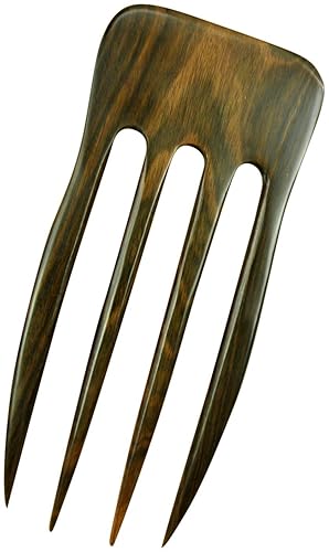 JWL (1) S.E. Asian Ebony - Palo de pelo recto de cuatro puntas de 6 pulgadas, horquilla de púa de pico, longitud funcional de la punta (FPL) 4 5/8