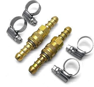 2 x Quick Release Couplings with Pipe Clips for 8mm Bore LPG LP Propane Butane gas hose