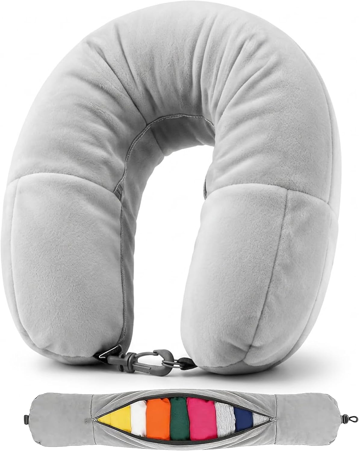 1PCS Stuffable Neck Pillow for Travel, Adjustable Stuffable Travel Neck Pillow
