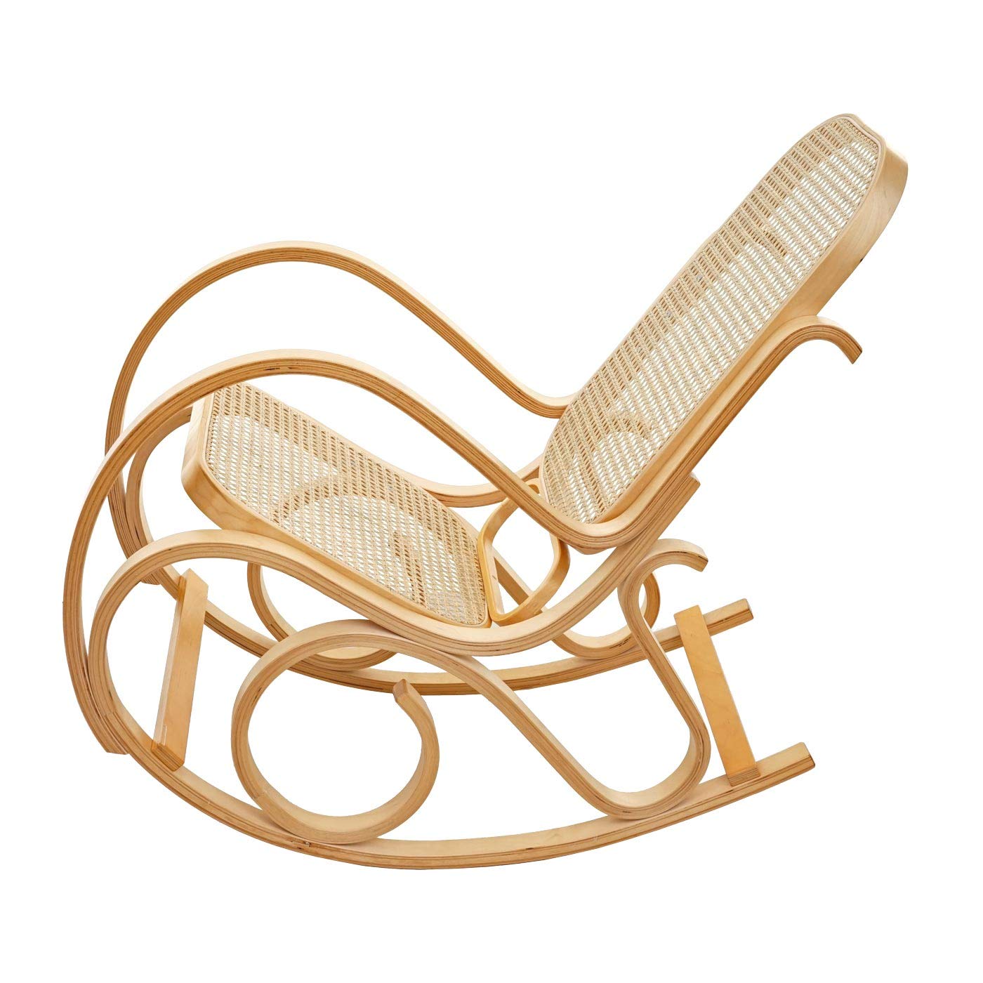 Mendler Sedia a Dondolo Classica Elegante M41 Legno Chiaro Seduta Rattan