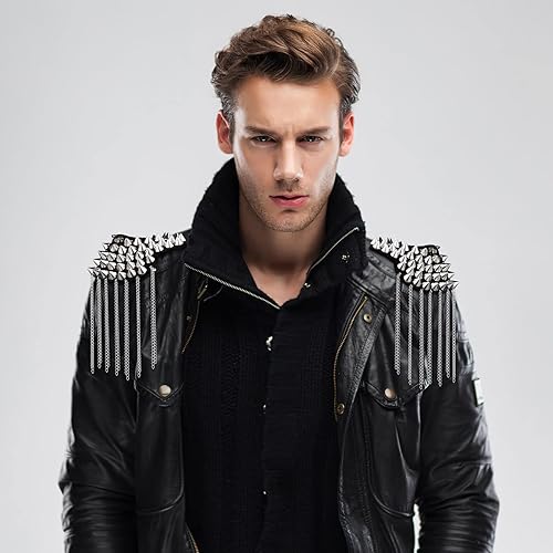 Miniatura 6 de BESTOYARD Charreteras plateadas con borlas, para colgar en el hombro, tablas puntiagudas, vintage, Halloween, cosplay, hombreras, almohadillas para