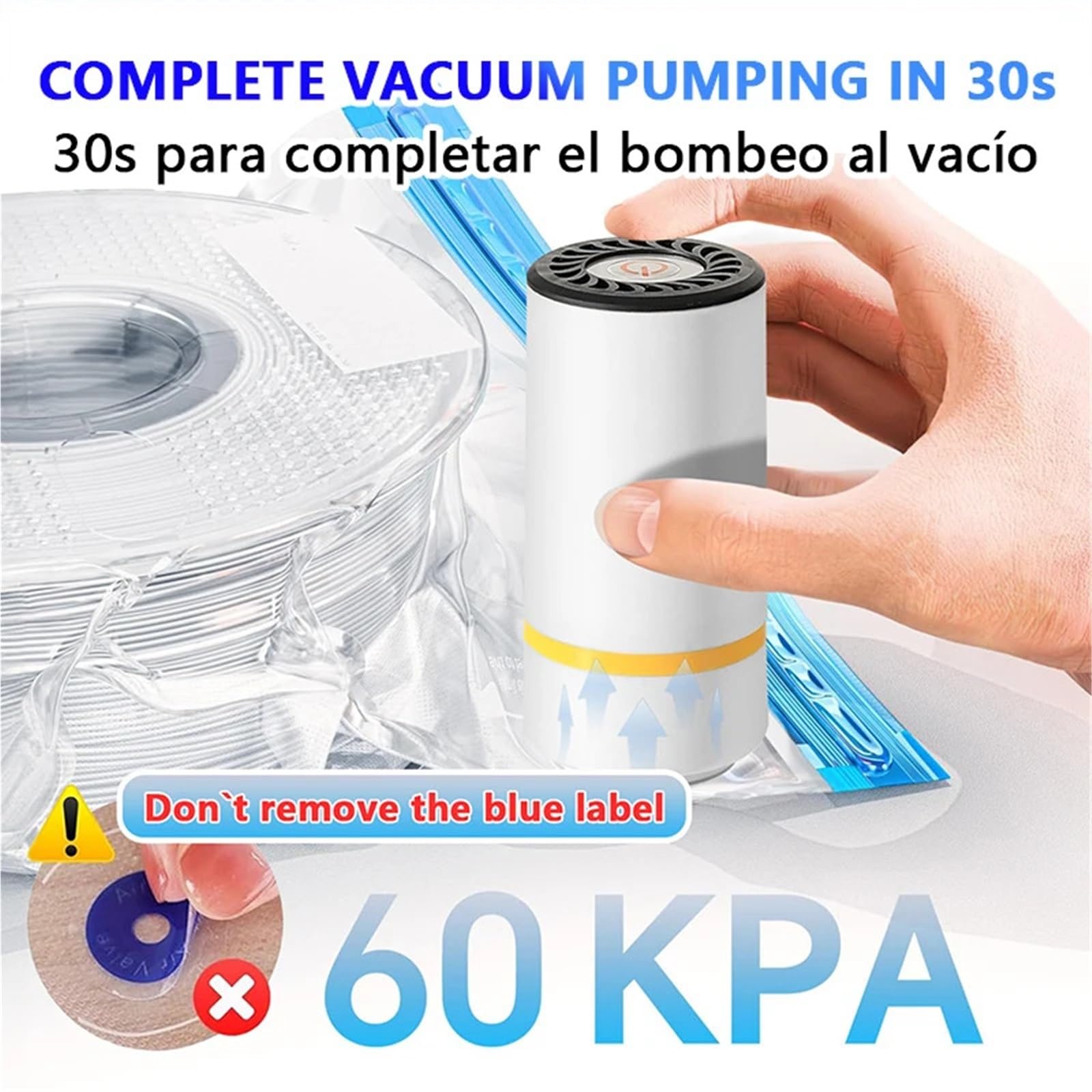 Bolsas vacio Bolsas de almacenamiento al vacío con bomba manual/eléctrica para Equipaje(Only 30 Bags)
