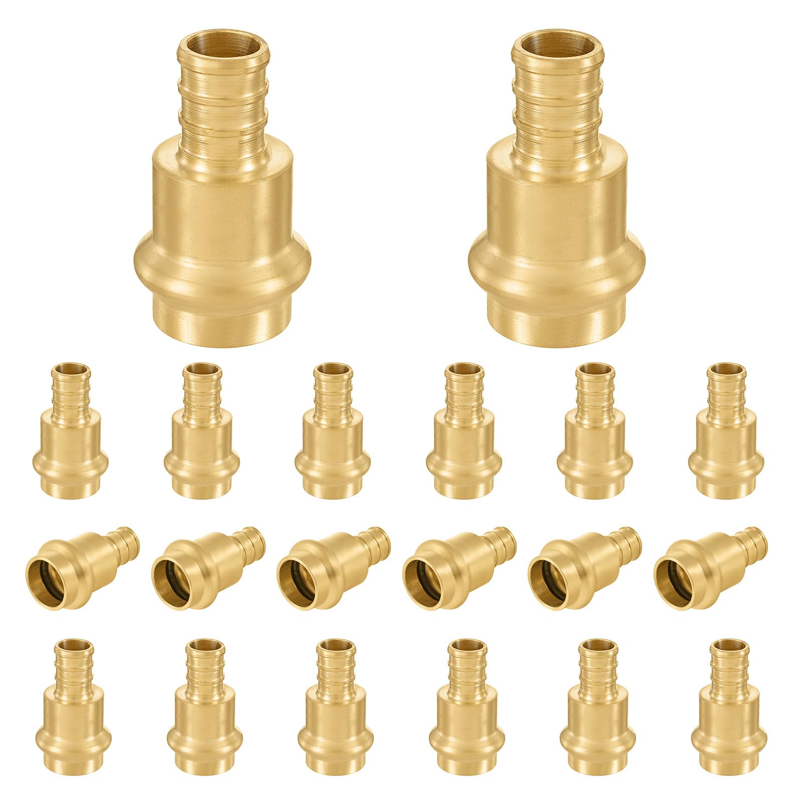 Adaptador de acoplamiento de latón de crimpado PEX de 1,27 cm x 1,27 cm, accesorios de presión que se conectan de cobre a tubo PEX (20 unidades)