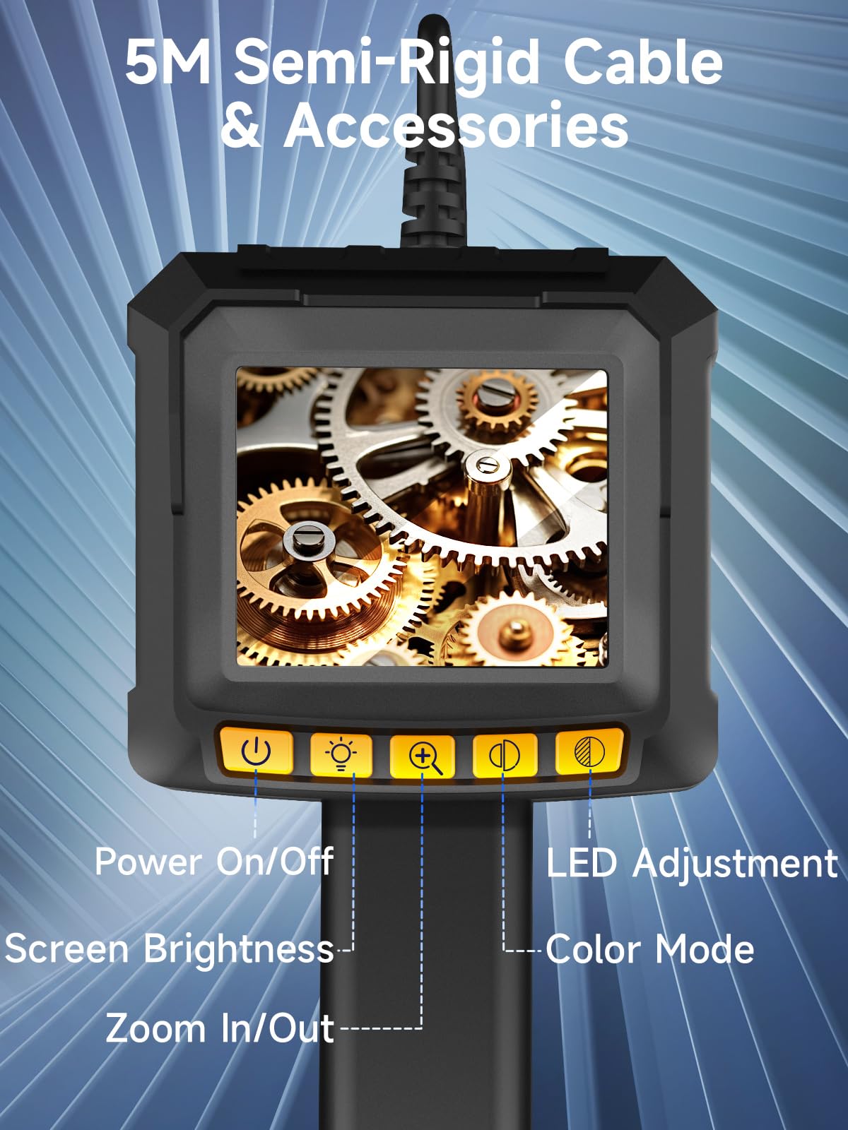 Cámara endoscópica con luz, Moman EOS1 Boroscopio 1080P HD, cámara de inspección digital de 2.4 pulgadas, pantalla IPS IP67, impermeable, boroscopio de mano, cámara de drenaje de serpiente con 8 luces