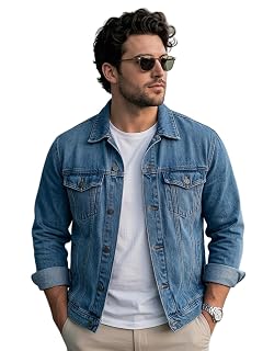 Urbano Plus Men's Light Blue Regular Fit Washed Full Sleeve Denim Jacket (plusjaktp-denim-lblue-2xl)