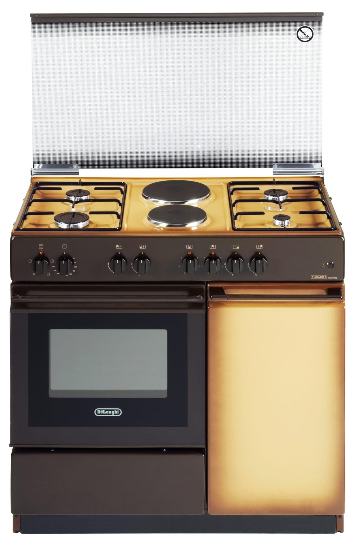 Cucina a gas con forno elettrico, N° 4 Fuochi + 2 Piastre, 86x50 cm, colore Coppertone SEK 8542 N ED