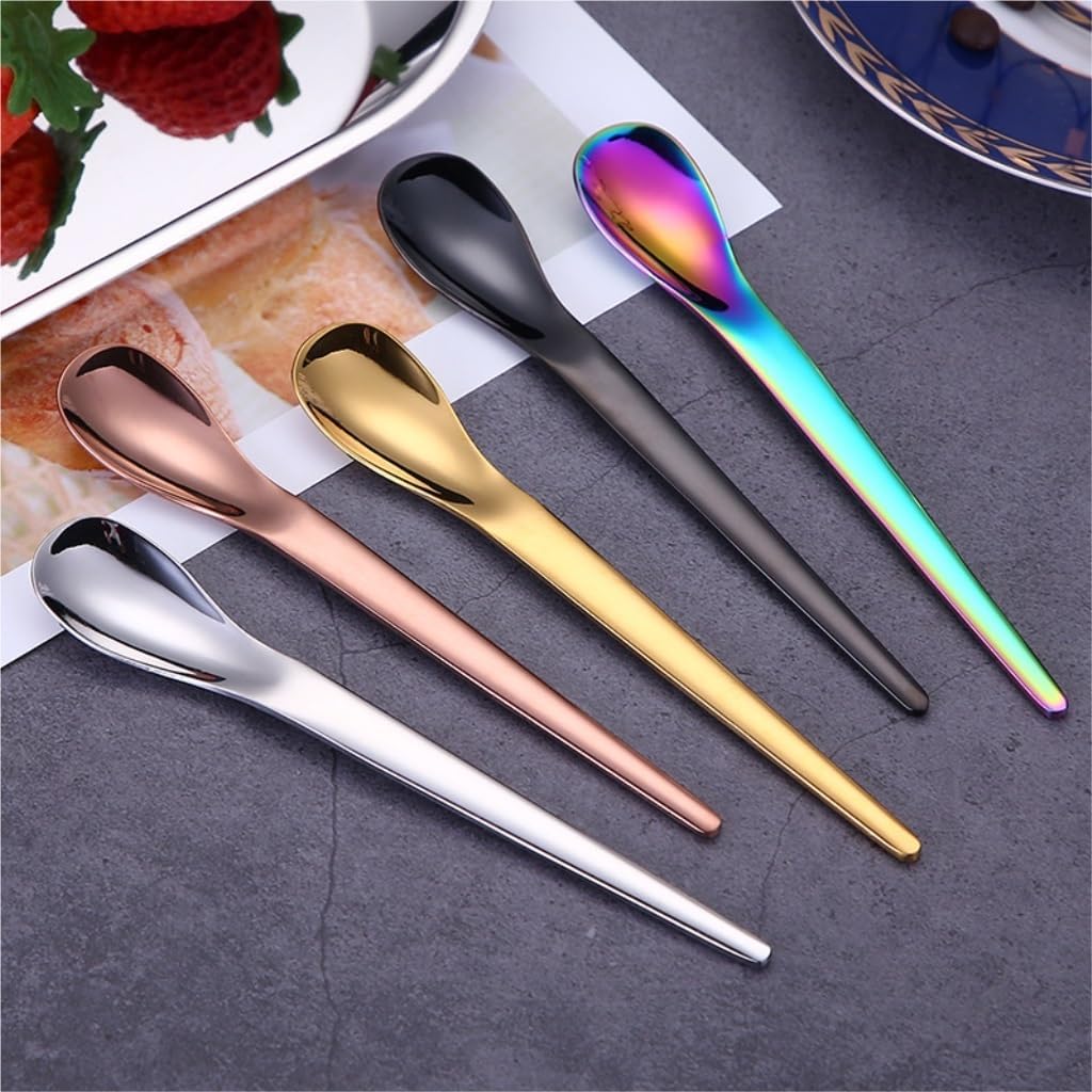 Spoons 5pcs Coffee Spoon Stainless Steel Dessert Small Coffee Spoon Stirrer Dessert Spoon Kitchen Tableware