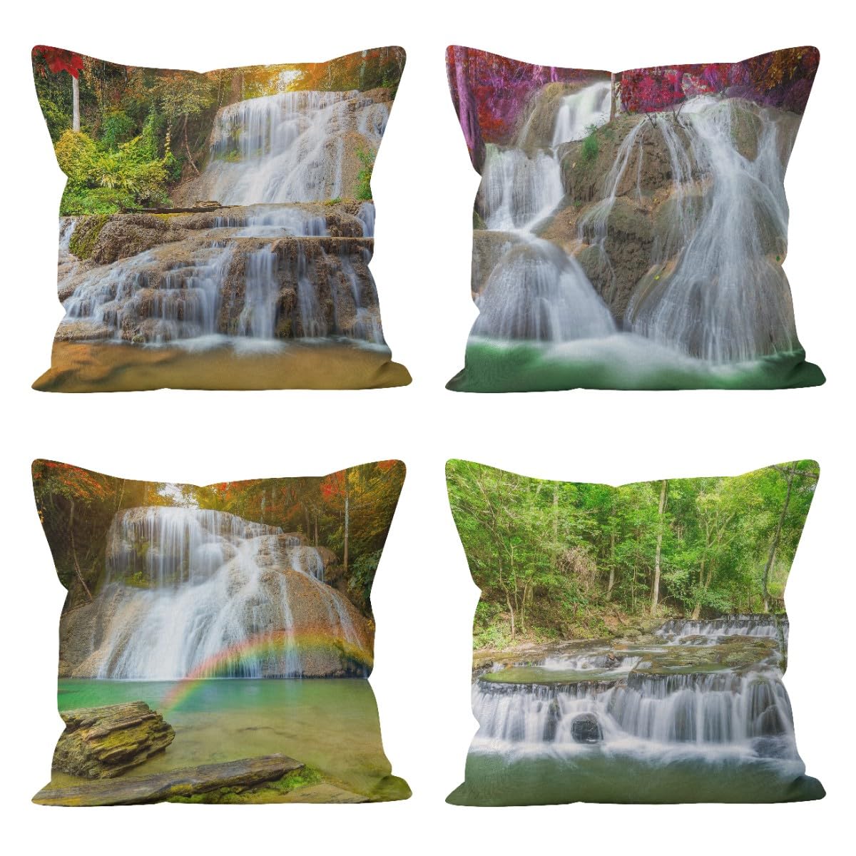 Housses de coussin en lin CEVAN 50x50 cm pour fauteuil et canapé automne lot de 4