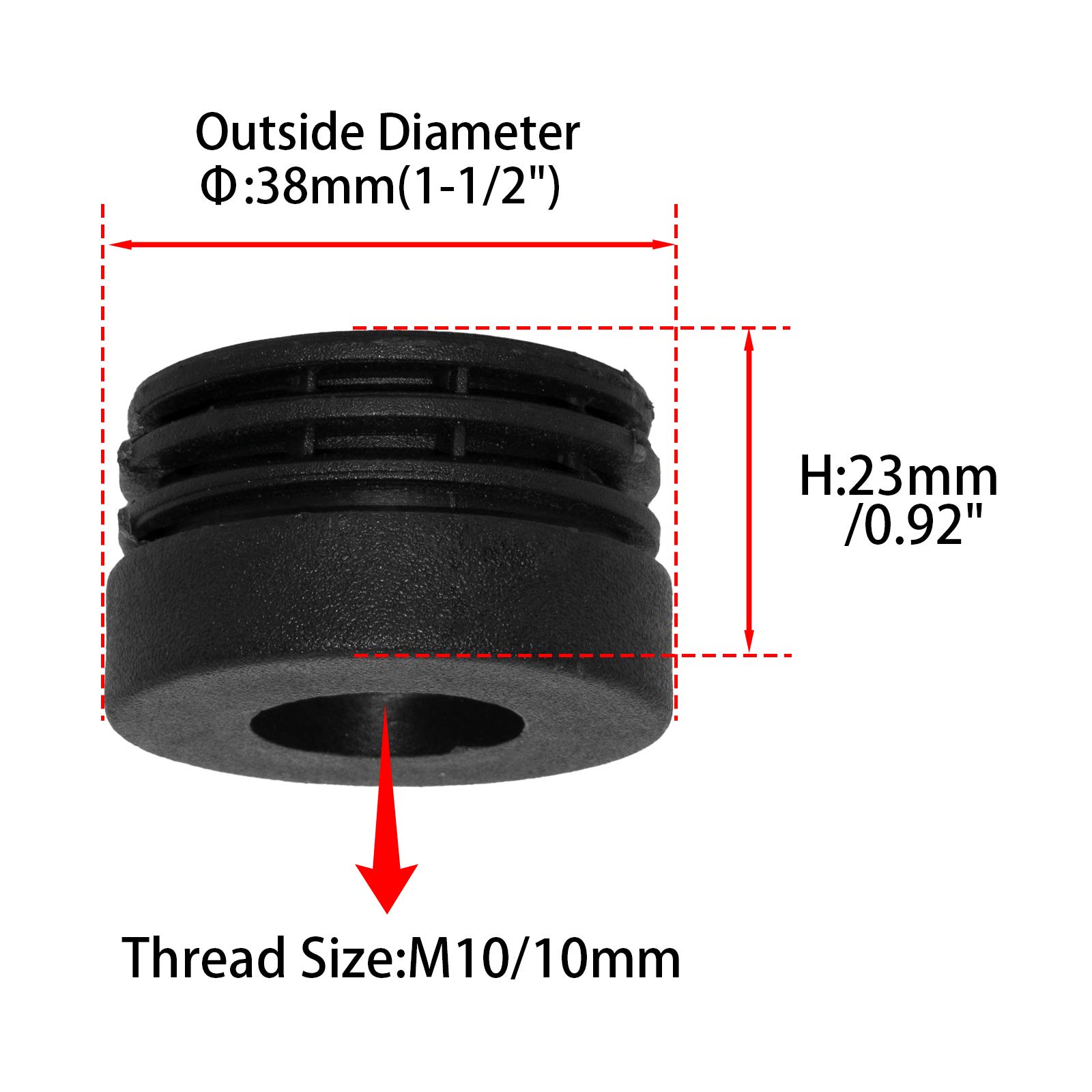 Plug String Diam Snapklik.com : Black M10 Threaded Plastic Plugs Round Tube End Caps ...