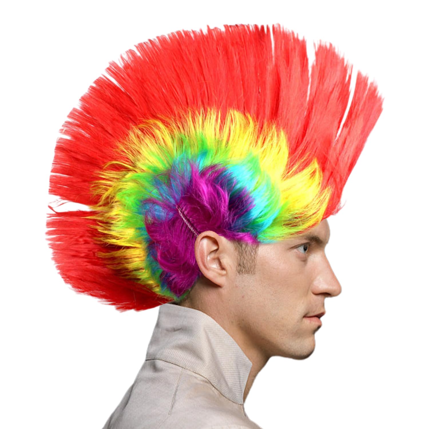 WUFGWBD 1 Piece Colorful Wig, Novelty Wig Headgear, Rock Prop Wig, Unisex, Fun Wig, Party Headwear, Mixed Colors