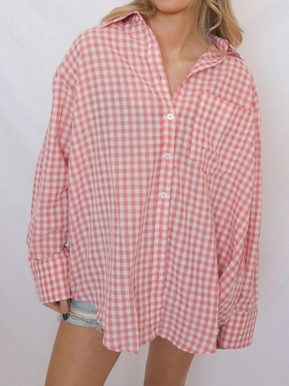 Striped Button Down Shirts for Women Business Casual Collared Tops Loose fit Long Sleeve Office Work Blouses - Image 3