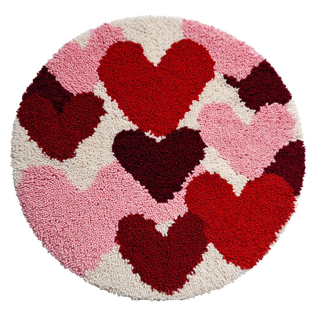 Rqwybcaxn DIY Latch Hook Rug Kit for the Elderly Crochet Starter Kit Red Heart 100x100cm Round Tapestry with Crochet Hook Hallway Craft Gift